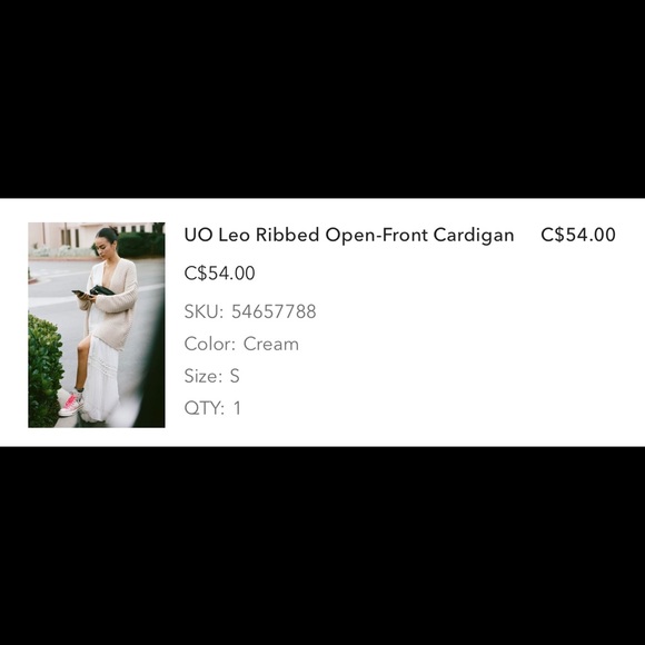 UO leo open ribbed cardigan in cream - Picture 4 of 4